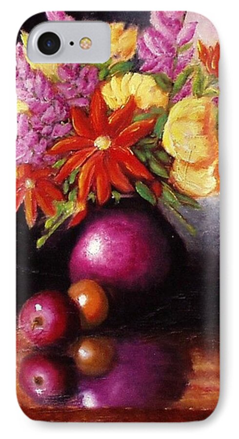 Still Life iPhone 8 Case featuring the painting Vase with flowers by Gene Gregory