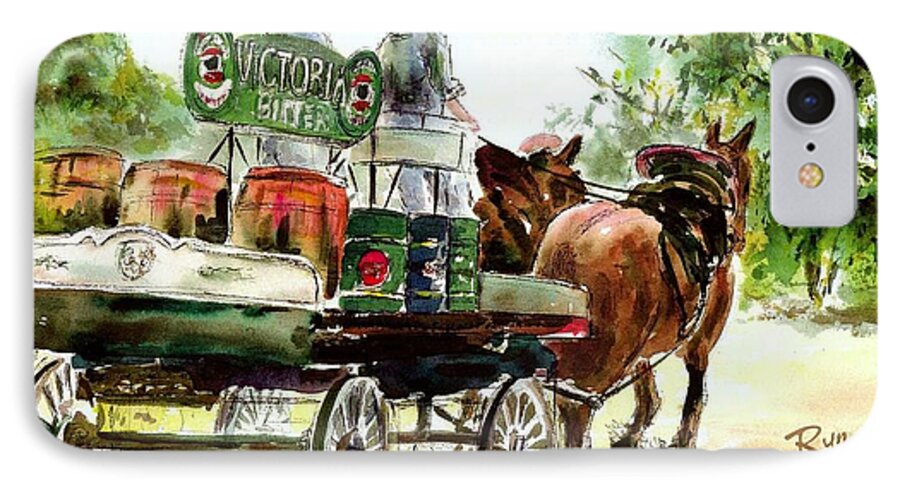 Clydesdale iPhone 8 Case featuring the painting Victoria Bitter, Working Clydesdales. by Ryn Shell