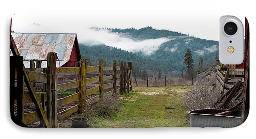 Hayfork iPhone 8 Case featuring the photograph View From a Barn by Lorraine Devon Wilke