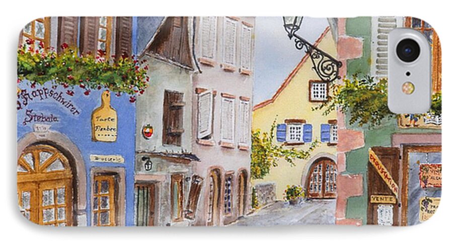 Village iPhone 8 Case featuring the painting Village in Alsace by Mary Ellen Mueller Legault
