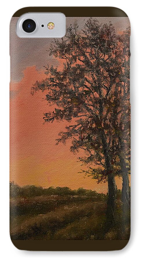 Glowing Sky iPhone 8 Case featuring the painting Vineyard Sundown by Kathleen McDermott