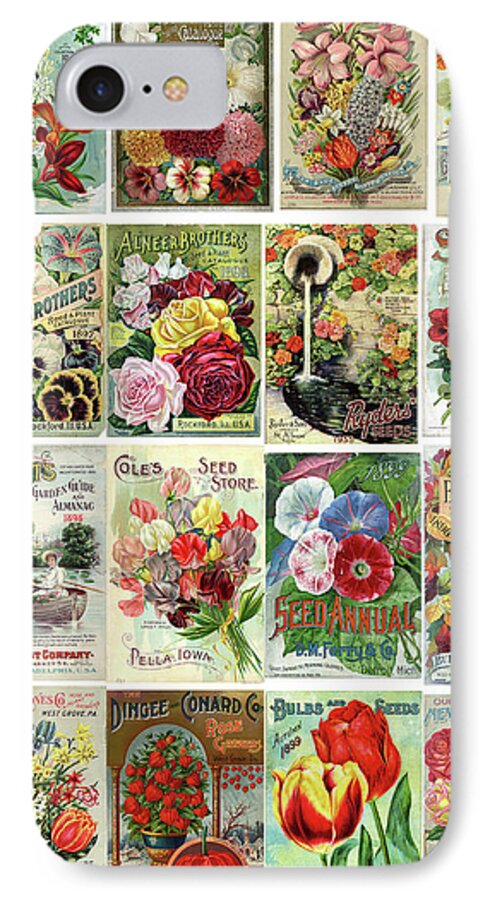 Flower Seeds iPhone 8 Case featuring the painting Vintage Flower Seed Packets 1 by Peggy Collins
