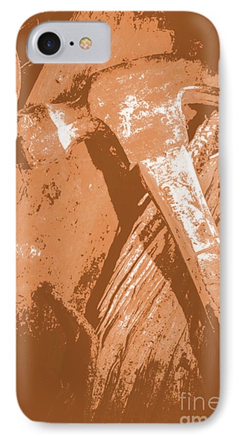 Mining iPhone 8 Case featuring the photograph Vintage miners hammer artwork by Jorgo Photography