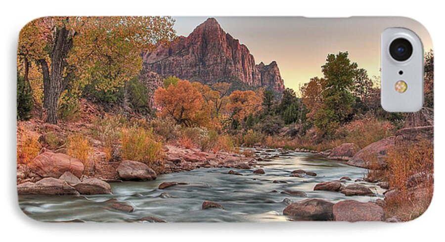 Landscape iPhone 8 Case featuring the photograph Virgin River and The Watchman by Greg Nyquist