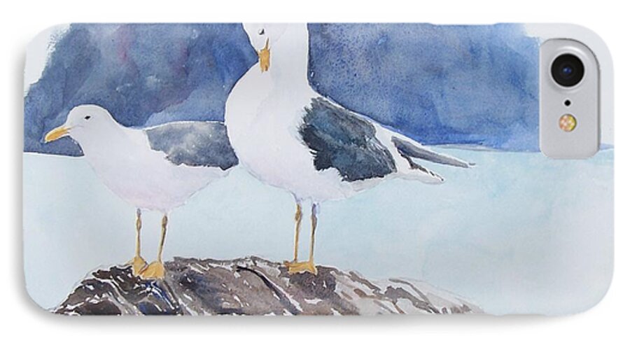 Birds iPhone 8 Case featuring the painting Washington - Two Gulls by Christine Lathrop