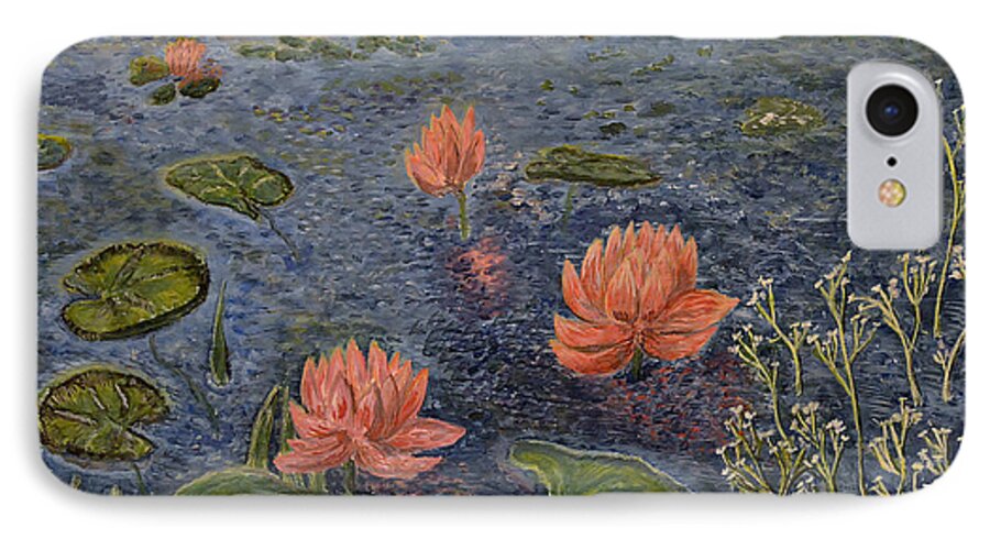 Nature iPhone 8 Case featuring the painting Water Lilies lounge by Felicia Tica