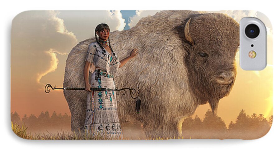 White Buffalo Calf Woman iPhone 8 Case featuring the digital art White Buffalo Calf Woman by Daniel Eskridge