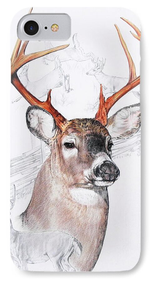 Deer iPhone 8 Case featuring the mixed media White-Tailed Deer by Barbara Keith