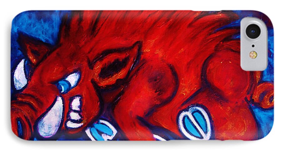 Arkansas iPhone 8 Case featuring the painting Woo Pig by Laura Grisham