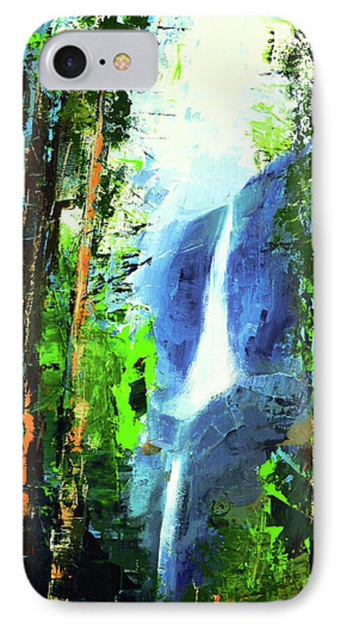 Bridal Veil Falls iPhone 8 Case featuring the painting Yosemite Falls by Elise Palmigiani