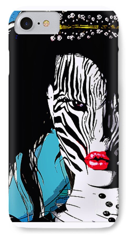 Zebra iPhone 8 Case featuring the digital art Zebra Girl Pop Art by Alicia Hollinger
