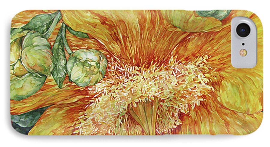 Yellow Flowers iPhone 8 Case featuring the painting Hypericum Plant by Kim Tran