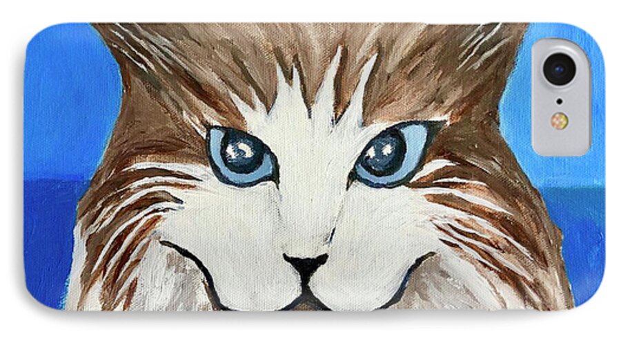 Cat iPhone 8 Case featuring the painting Nerd Cat by Victoria Lakes