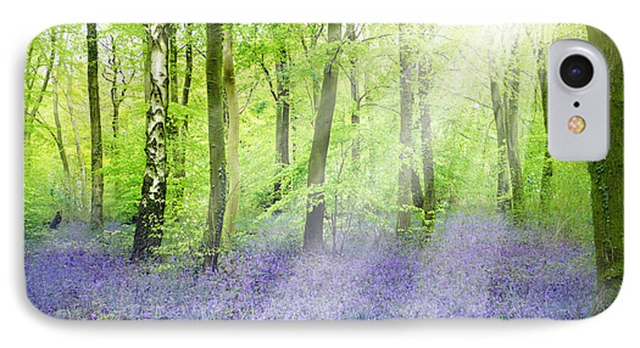 Bluebells iPhone 8 Case featuring the pyrography The Bluebell Woods by Morag Bates