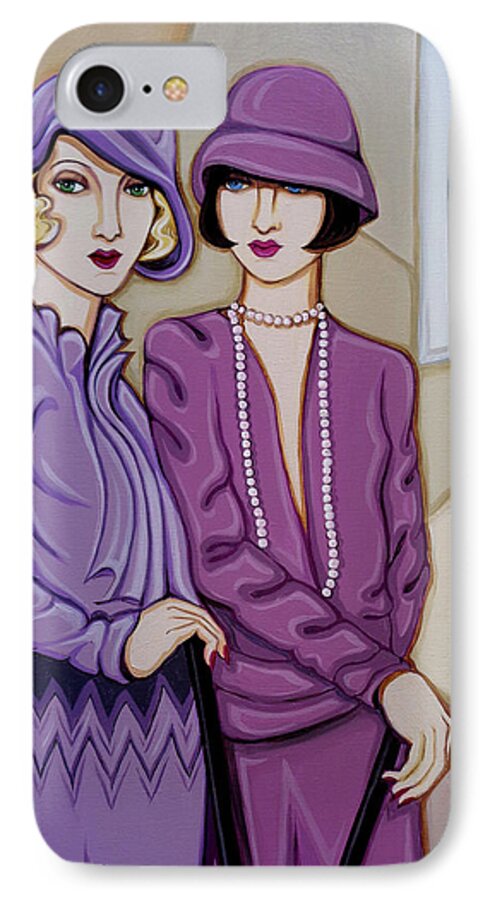 Flappers iPhone 8 Case featuring the painting Violet and Rose by Tara Hutton