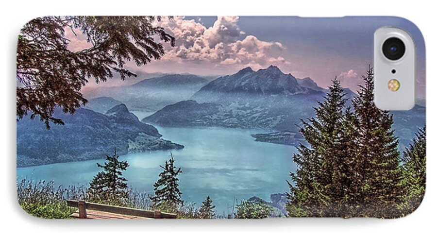 Switzerland iPhone 8 Case featuring the photograph Wooden Bench by Hanny Heim