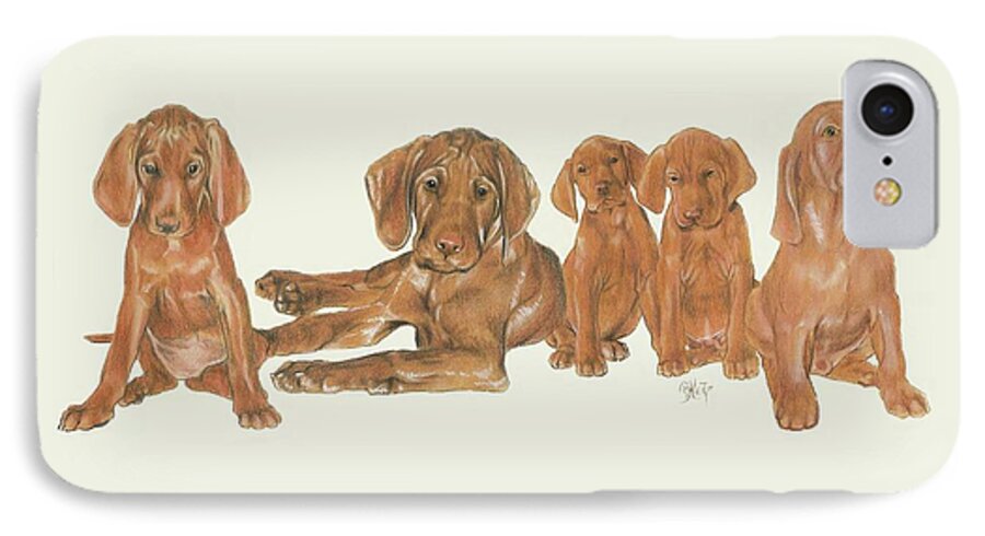 Sporting Group iPhone 8 Case featuring the mixed media Vizsla Puppies by Barbara Keith
