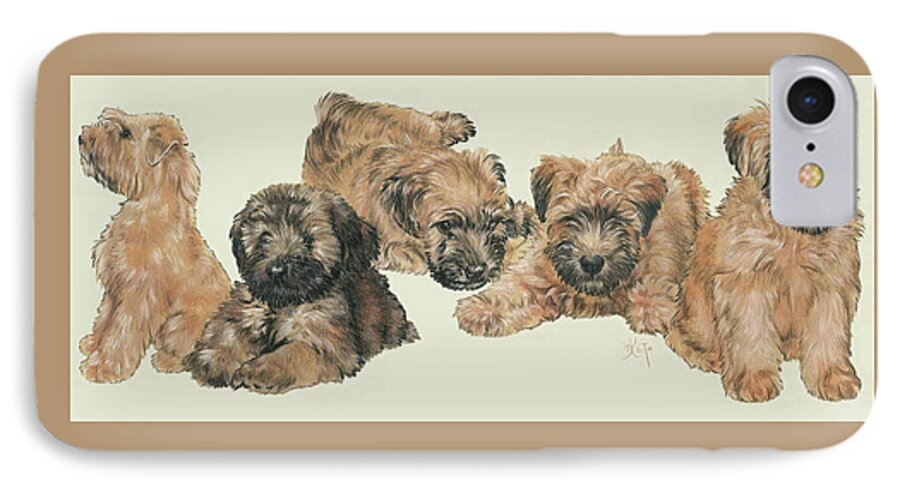 Terrier Group iPhone 8 Case featuring the mixed media Soft-coated Wheaten Terrier Puppies by Barbara Keith
