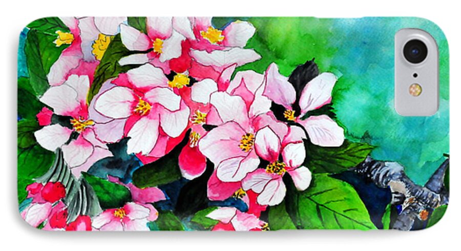 Apple iPhone 8 Case featuring the painting Apple Blossoms by John W Walker