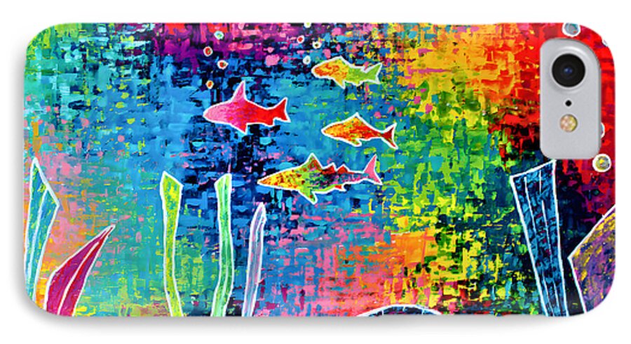 Aquarium iPhone 8 Case featuring the painting Aquarium by Jeremy Aiyadurai