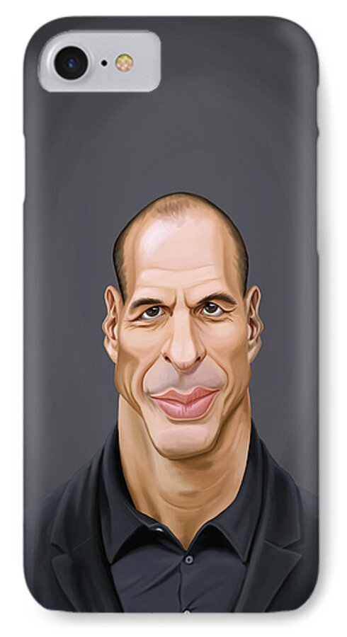 Caricature iPhone 8 Case featuring the digital art Celebrity Sunday - Yanis Varoufakis by Rob Snow