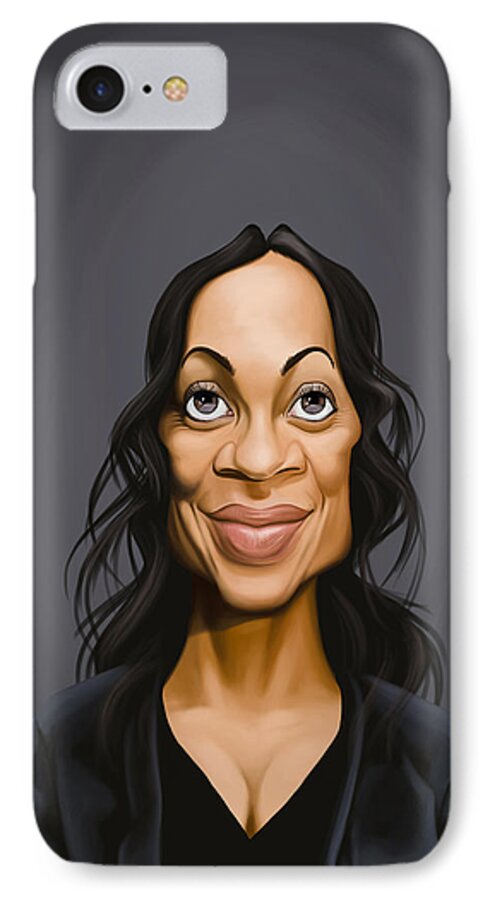 Illustration iPhone 8 Case featuring the digital art Celebrity Sunday - Rosario Dawson by Rob Snow