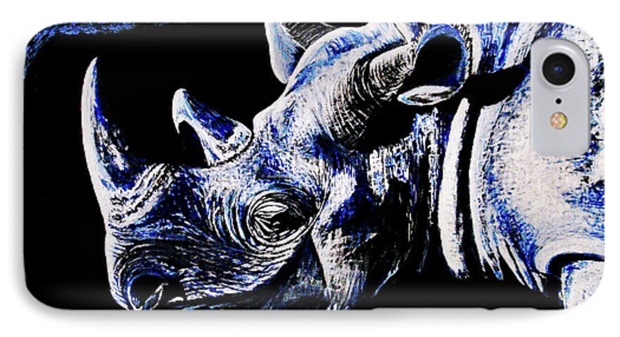 Animal iPhone 8 Case featuring the painting Black Rino by Viktor Lazarev