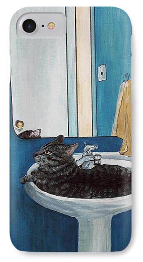 Malakhova iPhone 8 Case featuring the painting Cat in a Sink by Anastasiya Malakhova
