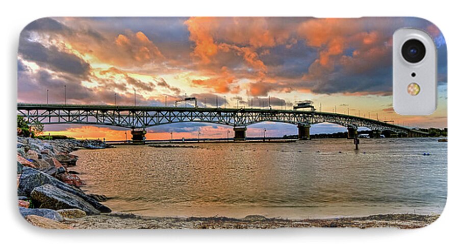 Coleman Bridge iPhone 8 Case featuring the photograph Coleman Bridge at Sunset by Jerry Gammon