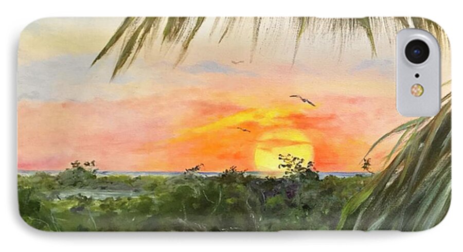 Seascape iPhone 8 Case featuring the painting End Of Day by Anne Barberi