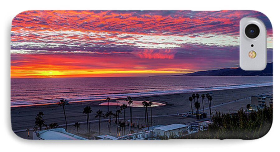 Sunset Santa Monica Bay Panorama iPhone 8 Case featuring the photograph Golden Horizon At Sunset - Panorama by Gene Parks