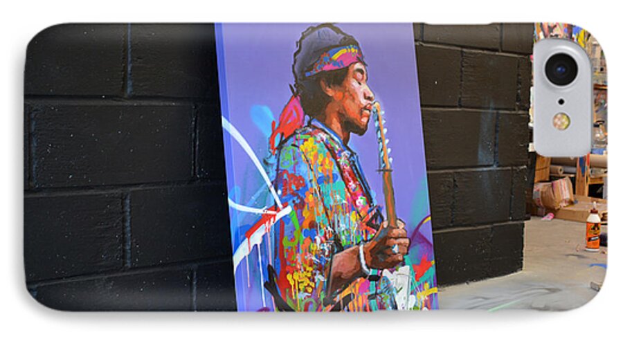 Jimi iPhone 8 Case featuring the painting Jimi Hendrix II by Richard Day