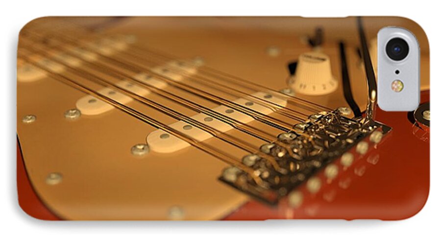 Guitar iPhone 8 Case featuring the digital art Strummed by James Barnes
