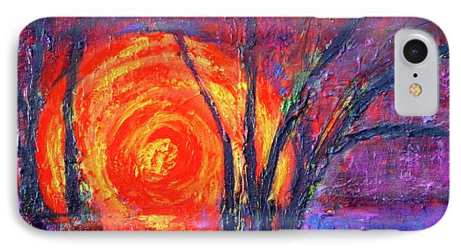 Sun iPhone 8 Case featuring the painting Sunset by Karin Eisermann