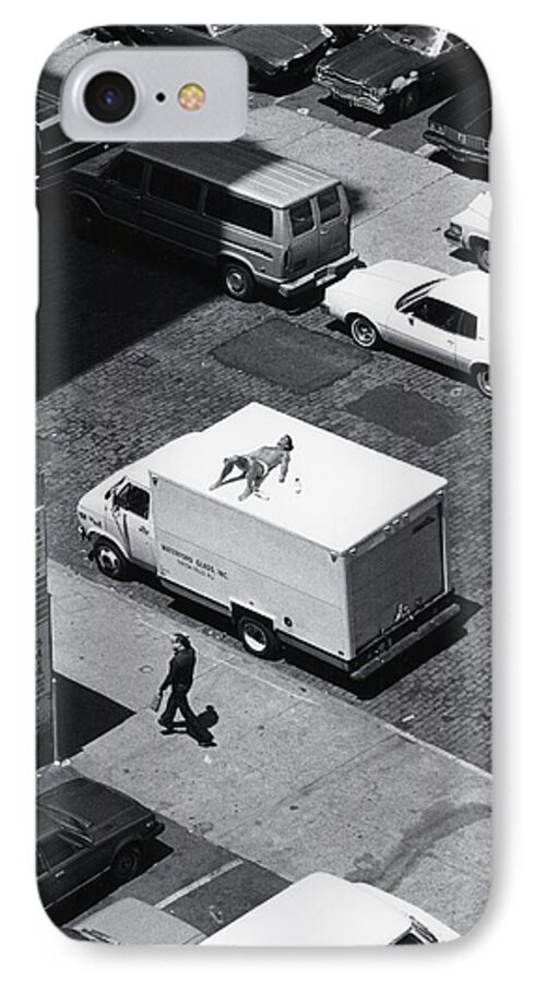 B&w Gallery iPhone 8 Case featuring the photograph Suntan break NYC by Steven Huszar