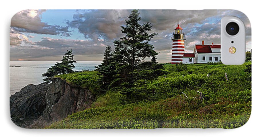 Lighthouse iPhone 8 Case featuring the photograph West Quoddy Head Lighthouse Panorama by Marty Saccone