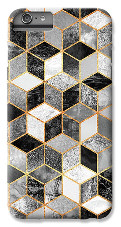 Graphic Design iPhone 8 Plus Case featuring the digital art Black and White Cubes by Elisabeth Fredriksson