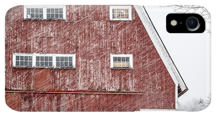 Etna iPhone XR Case featuring the photograph Red Barn Whiteout by Edward Fielding