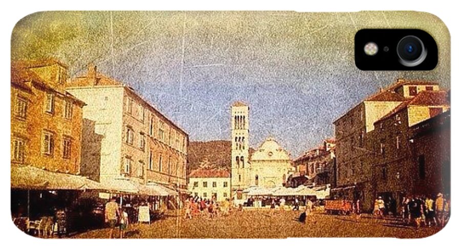 Edit iPhone XR Case featuring the photograph Town Square #edit - #hvar, #croatia by Alan Khalfin