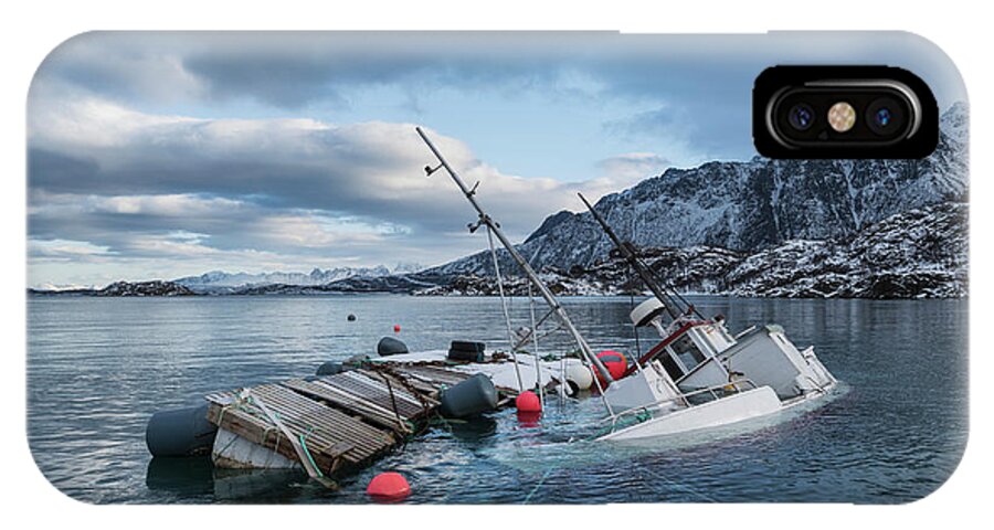 Partially Sunken Fishing Boat Floating iPhone Case by Cody Duncan