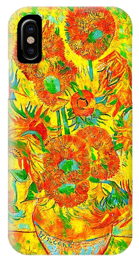 Sunflowers by Vincent van Gogh - colorful digital recreation iPhone XS Case  by Nicko Prints - Pixels