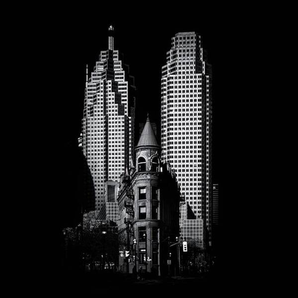 Blacknwhite Poster featuring the photograph Gooderham Flatiron And Bce Place From by Brian Carson