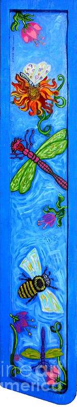 Dragonfly Poster featuring the painting Dragonfly and Bee by Genevieve Esson