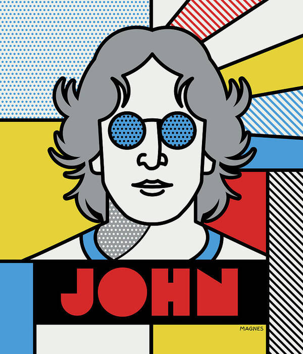 Pop Art Poster featuring the digital art John Lennon #1 by Ron Magnes