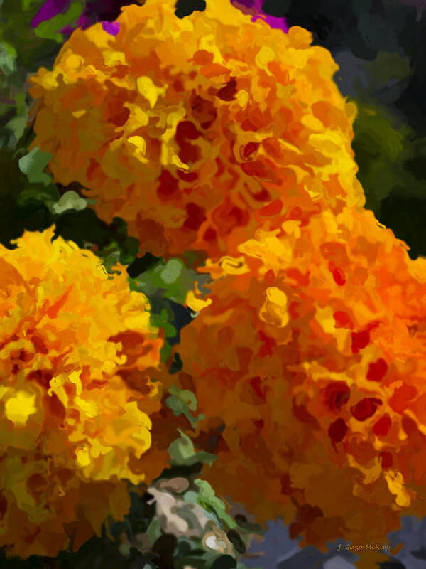 Marigold Poster featuring the digital art Marigold Mops by Jo-Anne Gazo-McKim