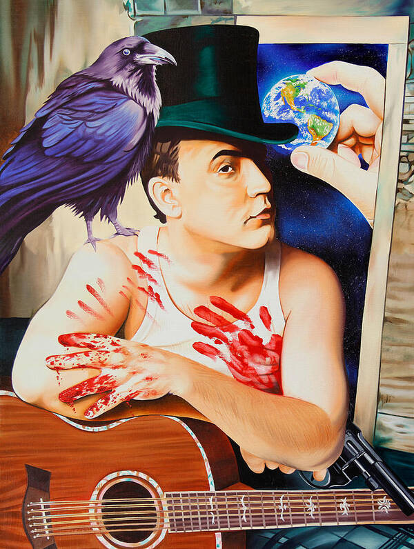 Dave Matthews Poster featuring the painting Dave Matthews-Raven by Joshua Morton