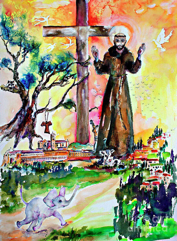 Christian Poster featuring the painting Saint Francis of Assisi Christian Symbolism by Ginette Callaway