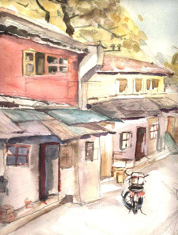 Watercolor Poster featuring the painting Shanghai Afternoon by Leslie Ouyang