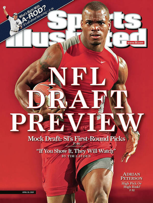 Magazine Cover Poster featuring the photograph Adrian Peterson, Nfl Running Back Prospect Sports Illustrated Cover by Sports Illustrated