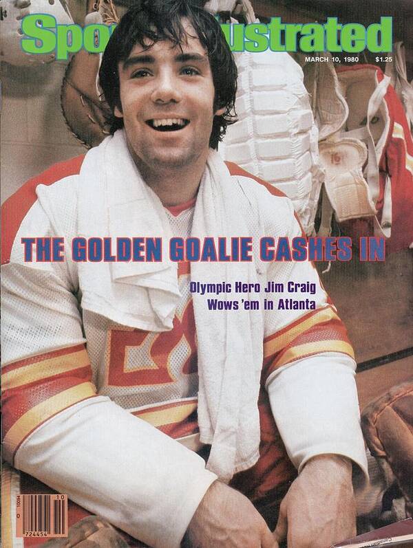 Magazine Cover Poster featuring the photograph Atlanta Flames Goalie Jim Craig Sports Illustrated Cover by Sports Illustrated